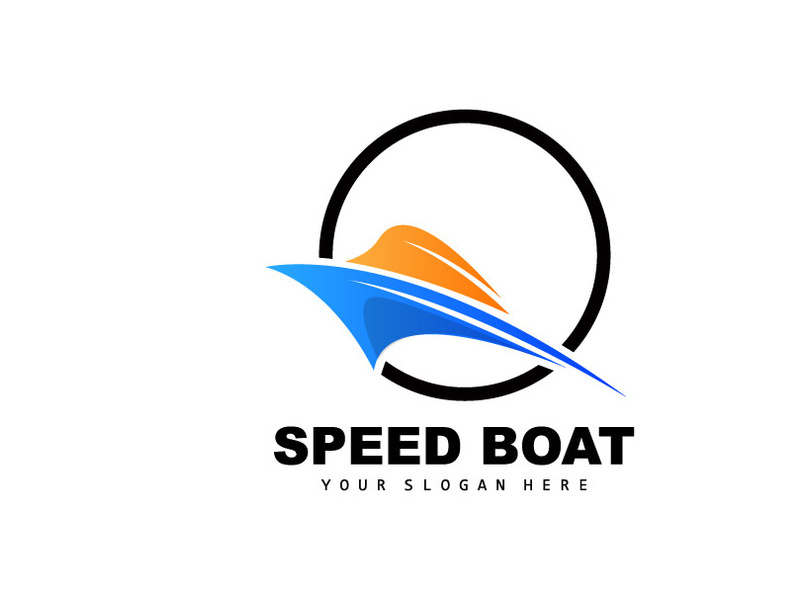 Speed Boat Logo, Fast Cargo Ship Vector, Sailboat, Design For Ship Manufacturing Company, Waterway Shipping, Marine Vehicles