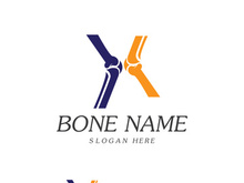 Bone Plus logo. Healthy bone Icon. Knee bones and joints care protection logo template. Medical flat logo design. Vector of human body health. Emblem