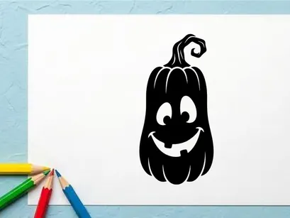 Cute Halloween Pumpkin Character with Smiling Face and Big Eyes