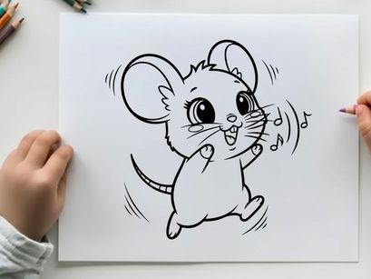 Cute mouse dancing joyfully vector illustration