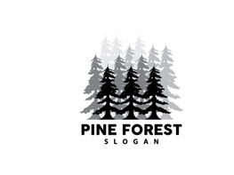 Forest Logo, Vector Forest Wood With Pine Trees preview picture