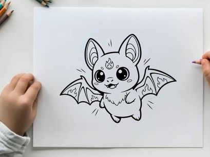 Cute angry bat creature flying vector illustration