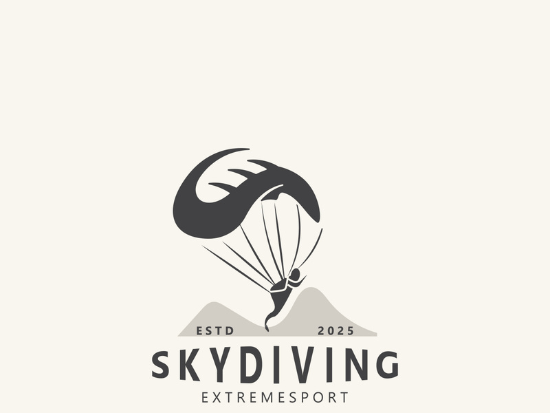 Skydiving logo sport high adventure Inspiration Silhouette Paragliding Template