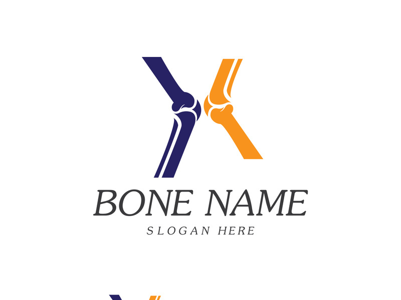 Bone Plus logo. Healthy bone Icon. Knee bones and joints care protection logo template. Medical flat logo design. Vector of human body health. Emblem