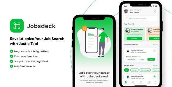 Jobsdeck - Job Finding Mobile App UI Kit Design