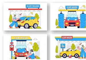 10 Car Wash Vector Illustration