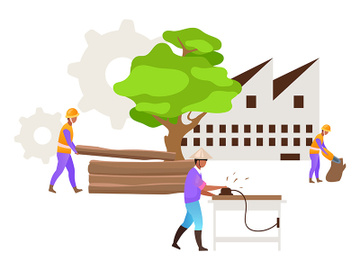 Hardwood timber production flat vector illustration preview picture