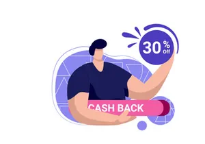 cashback coupon icon flat Illustration for 50% off get vouchers discounts