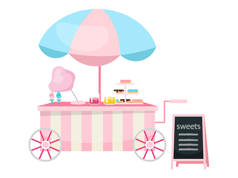 Street food cart flat vector illustration