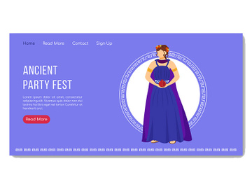 Ancient party fest landing page vector template preview picture