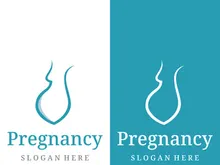 Abstract logo of mother or woman carrying baby or pregnant. Logos for clinics, pharmacies and hospitals.