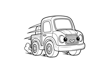 Vintage pickup truck cartoon vector illustration flat design