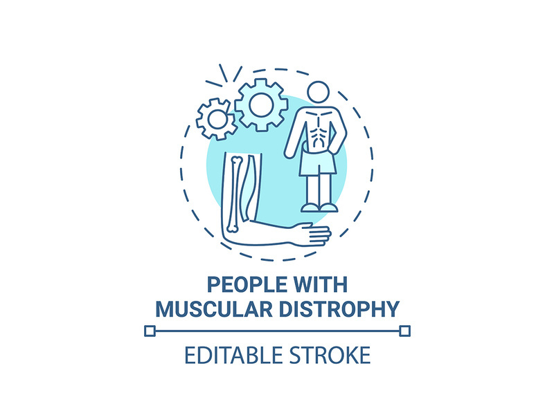 People with muscular distrophy blue concept icon