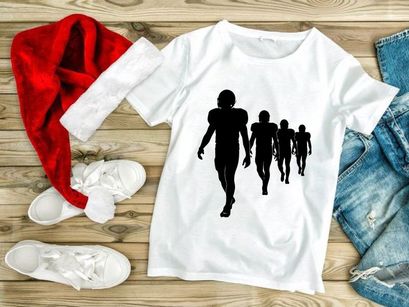 American football players in motion silhouette illustration