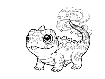 Cute cartoon axolotl smiling with dreamy doodles vector illustration preview picture