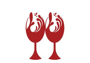 Wine bottle and glass logo design icon