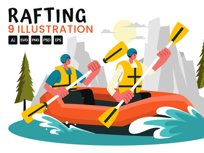 9 Rafting Sports Illustration