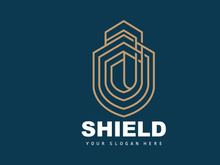 Shield Logo, Safe And Strong Security Vector, Design, Protection Simple Style, Template Brand Icon