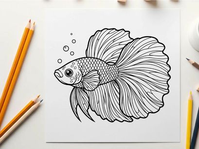 Betta fish swimming vector illustration flat design