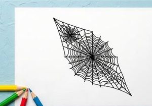 Intricate Spider Web with Dew Drops for Halloween or Nature Themes