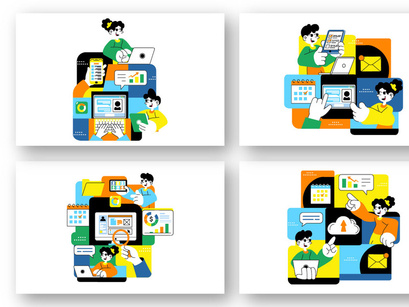 10 Remote Team Collaboration Illustration
