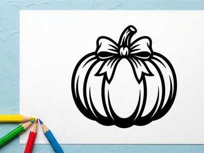 Abóbora de Halloween fofo com laço para decoração de outono e comemorações