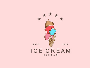 Ice Cream Logo, Vector Fresh Sweet Soft Cold Food Design preview picture