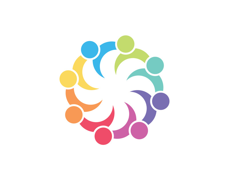 community logo design colorful with  logo vector icon