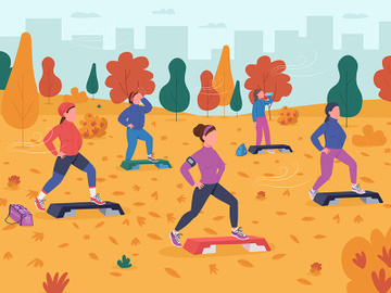 Outdoor fitness flat color vector illustration preview picture