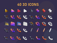3D Interface rendering Icons