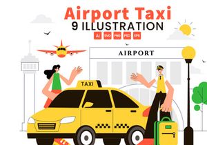 9 Airport Taxi Service Illustration