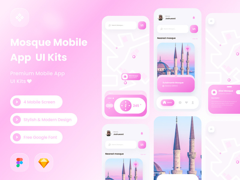 GO MOSQUE mobile app ui kits