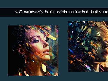 A woman's face with colorful foils on it preview picture