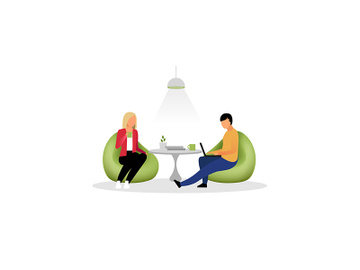 Colleagues have rest flat vector illustration preview picture