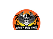 Summer skull wings vector vintage retro t-shirt design.