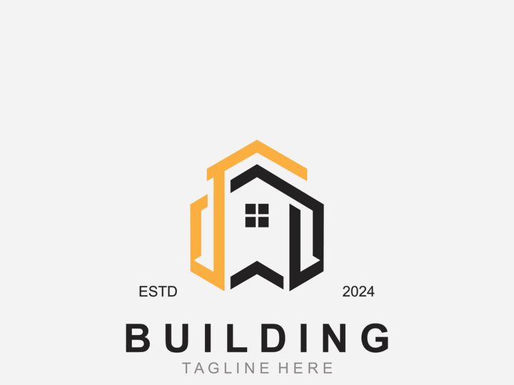 Building logo construction modern real estate symbol for architecture house and property design