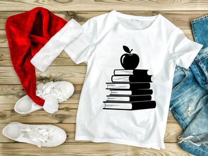 Classic Stack of Books with Apple Symbolizing Education, Knowledge, and Learning. Simple Black and White Vector Illustration for Academic Concepts.