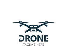 Drone aerial with camera vector template icon. logo photography drone vector. quadcopter flat style illustration