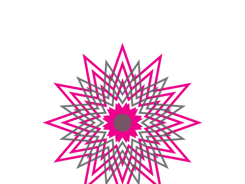 Traditional Asian colorful floral pattern Stained glass mosaic logo tile design inspiration