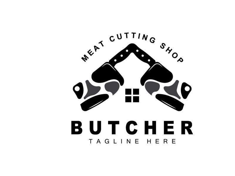 Butcher logo design, Knife Cutting Tool Vector Template, Product Brand Illustration