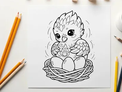Cute baby bird in nest vector illustration flat design