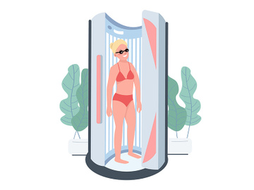 Suntanning flat color vector character preview picture