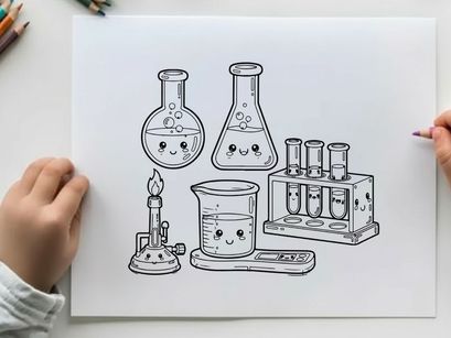 Cute lab equipment vector illustration flat design science