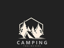 Camping tent logo Outdoor adventure vintage design emblem vector illustration