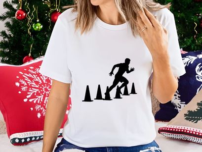 A person running through a series of traffic cones in a training exercise