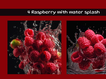 Raspberry with water splash preview picture