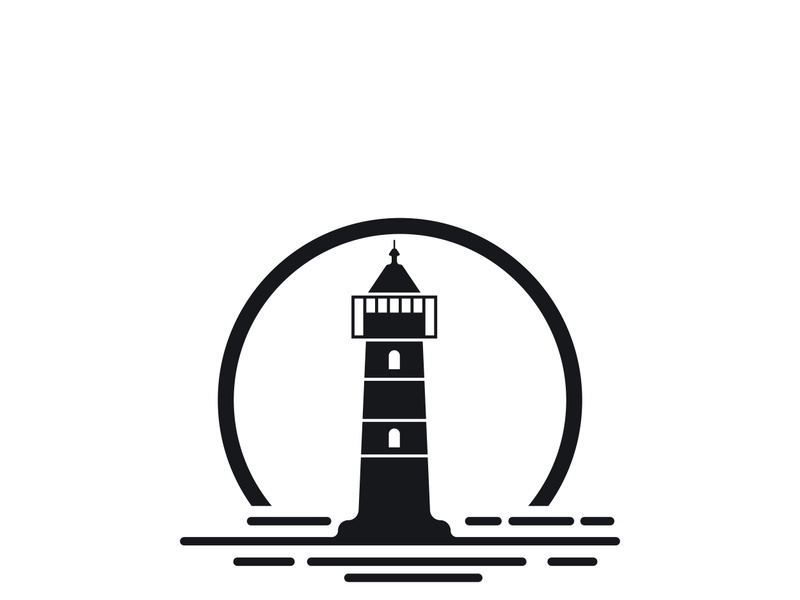 Lighthouse icon logo and vector illustration beacon tower design vintage symbol