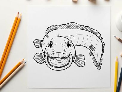 Happy cartoon fish smiling vector illustration flat design