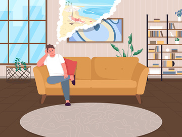 Lockdown depression flat color vector illustration preview picture