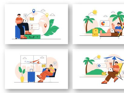 12 Digital Nomad Lifestyle Illustration